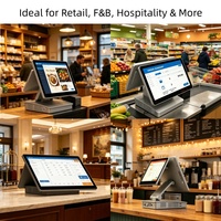 Terminal de point de vente Pos Touch I5 I3 J1900, système de point de vente tout-en-un à double écran pour supermarché