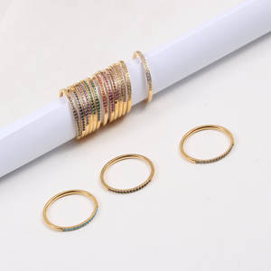 Anillo de Acero Inoxidable de Alta Gama con Zirconia Colorida y Media Pavimentación de <span class=keywords><strong>Oro</strong></span> de 18K, Joyería de <span class=keywords><strong>Oro</strong></span> <span class=keywords><strong>2022</strong></span> - Product Image 3