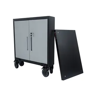 solid wood top tool box trolley iron metal rooling tool storage drawer cabinet for garage workshop