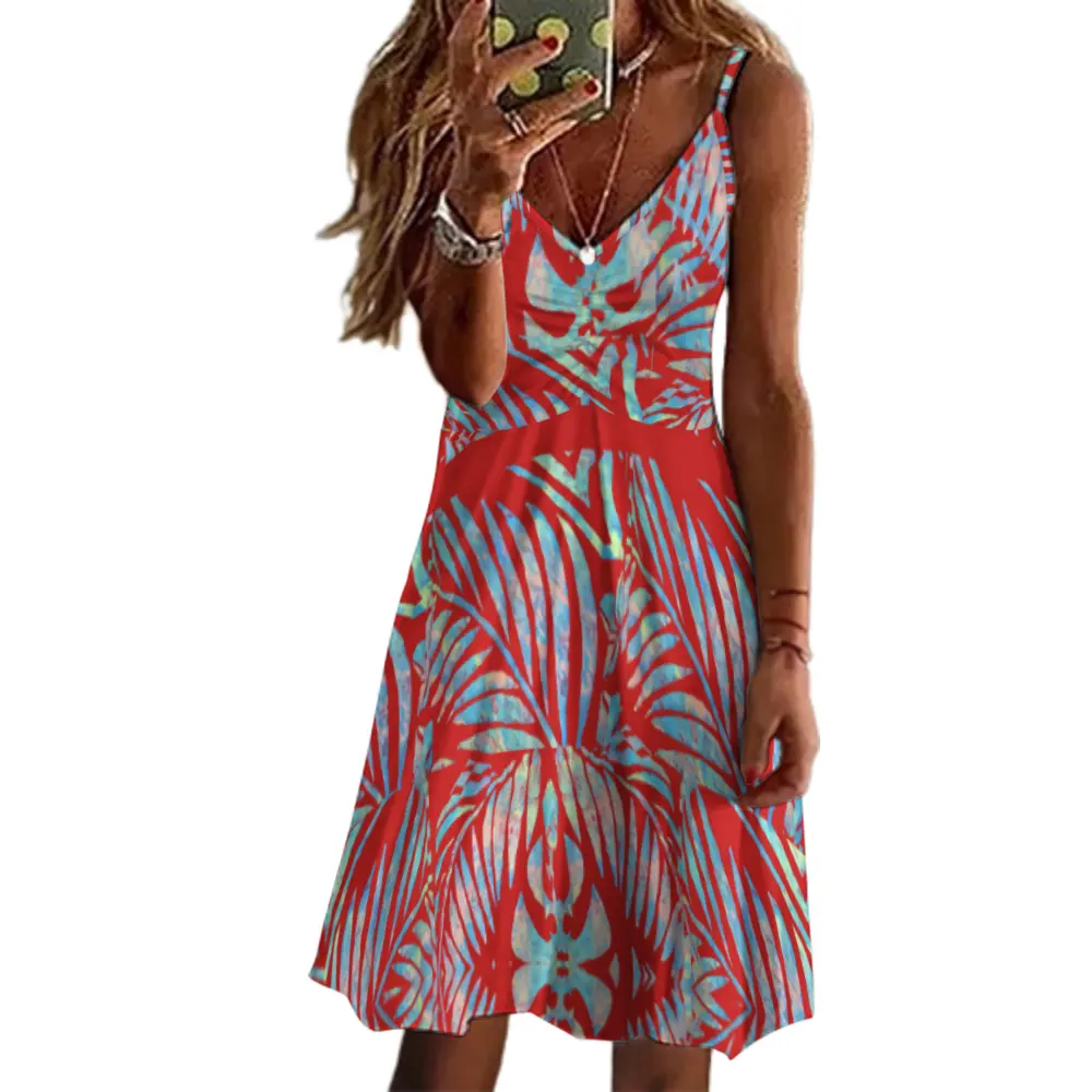 Promotional Price Polynesian Elei Tribal Design Custom Women Hawaii Beach Halter Dress Plus Size Women's Clothing Dresses