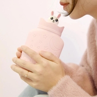 Bouillotte chauffante ONEQUAN pour micro-ondes, étanche, avec housse en peluche, motif lapin