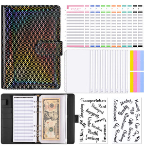 Carpeta creativa de 6 anillas con rejilla láser para el presupuesto Macaron A6, carpeta planificadora, cuaderno organizador para ahorrar dinero, carpeta con sobres en efectivo - Product Image 6