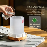 Diffuseur d'aromathérapie ultrasonique, humidificateur d'air, arrêt automatique sans eau, diffuseur d'huiles essentielles de 80 ml avec lumière pour le bureau