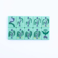 Tuiles de Mahjong Américaines Vert Menthe Southern Living, Ensemble de 160, Motifs Willow Swallow Lemon Golf, En Stock, Personnalisation OEM/ODM