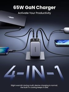 Cargador de Pared USB-C <span class=keywords><strong>Ugreen</strong></span> Nexode <span class=keywords><strong>65W</strong></span> <span class=keywords><strong>GaN</strong></span> de 2 Puertos con Protección Contra Sobrecarga para MacBook Pro/Air de 17/16/15 y para S25/S24 - Product Image 3