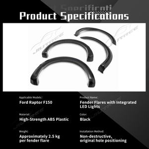 Élargisseurs d'ailes JIUTREE Truck MP Concepts pour Ford Raptor F150 2021-2024 avec feux LED intégrés - Product Image 6