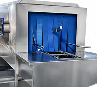 Automatische omzetmand wasmachine roestvrij staal 304 voor groentekratten, vleesbakken, fruitmanden, hoge efficiëntie