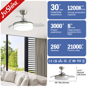 พัดลมเพดาน LED 1stshine ขนาด 36 นิ้ว ดีไซน์สวยงาม ไฟ LED 3 สี ปรับความสว่างได้ พัดลมเพดานแบบยืดหดได้ พร้อมระบบควบคุมอัจฉริยะ - Product Image 3