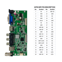 Kontroler Layar LCD Mipi JX 40Pin VGA AV USB Input Sinyal 800*1280 Putar Gambar 90 Derajat Panel 10.1" PCB Mount