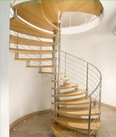 Kit d'escalier en colimaçon extérieur moderne pour villa, en acier et bois, personnalisable, avec colonne centrale pour grenier