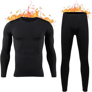 Ensembles de sous-vêtements thermiques en polyester bleu marine pour hommes et caleçons longs en polaire à séchage rapide - Product Image 2
