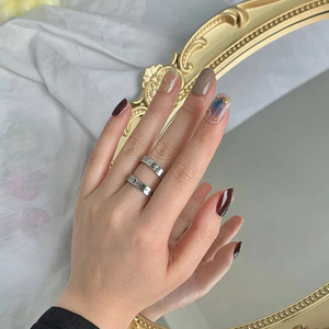 CUMAI Set di Anelli per Coppie Sole Luna Stella in Acciaio Inossidabile Placcato Argento, Incisione Laser Nera Minimalista Mistica, Regalo di Gioielleria per Donne - Product Image 3