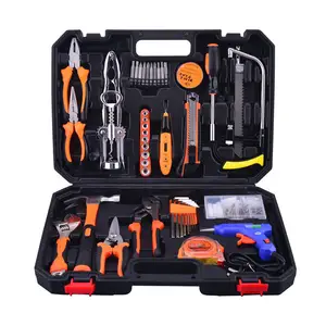 Manual repair toolset 98-piece combination hand tool set household hardware toolbox Kit with hot melt gun