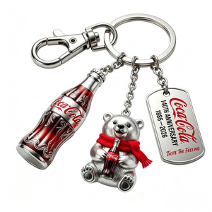 Porte-clés rouge vif en alliage métallique avec breloque de dessin animé pour cadeau ou usage personnel - Product Image 3