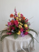 Boule de fleurs personnalisée rose pastel, bleue et jaune, faite à la main, centre de table floral en soie 5D pour mariage, douche nuptiale et fête d'anniversaire