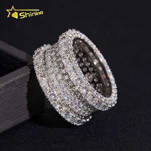 Anello Hip Hop Iced Out con Diamanti Moissanite Placcato Oro, Gioielli Raffinati, Supera il Test del Diamante, GRA Moissanite, <span class=keywords><strong>Anelli</strong></span> da <span class=keywords><strong>Uomo</strong></span> in <span class=keywords><strong>Argento</strong></span> <span class=keywords><strong>925</strong></span> - Product Image 3