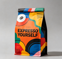 Sachet de café compostable et biodégradable personnalisé, refermable, de qualité alimentaire, modèle CP-2
