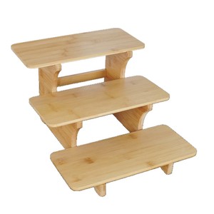 Soporte de madera para exhibir postres, bandeja de bambú de tres niveles, estilo moderno, para servir bocadillos en bodas y fiestas. - Product Image 5