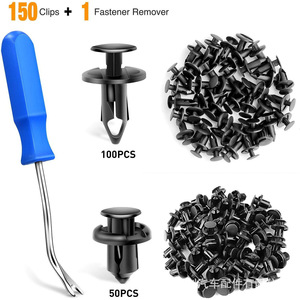 Car Push Type <b>Clips</b> 150Pcs With Remover <b>Tool</b> For Bumper Mudguard Repair Replacement Fastener Plastic - Product Image 1