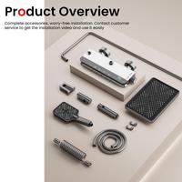 Juego de ducha con pantalla digital LED de aluminio con efecto de luz LED, juego de ducha con indicador de temperatura inteligente para baño moderno
