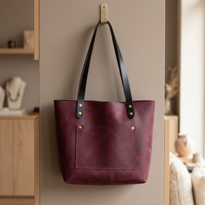 Bolso de Mano Estilo Rústico 100% Cuero, Gran Capacidad, Cierre Duradero, Impermeable, Anti-Robo, Ligero, Plegable, con Doble Correa - Product Image 5
