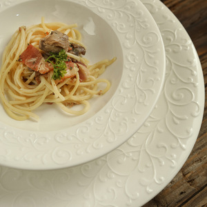 Piatto da pranzo in ceramica francese goffrato di alto livello per matrimoni-casa occidentale piatto di <span class=keywords><strong>Pasta</strong></span> profonda cappello di paglia che serve piatti soffici - Product Image 4