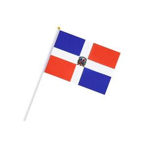 Drapeaux miniatures à agiter à la main en polyester personnalisés pour l'extérieur, République Dominicaine, vente en gros - Product Image 6