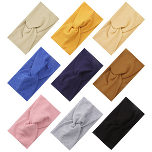 Màu rắn mềm đàn hồi co giãn tóc ban nhạc thể thao Yoga phụ nữ rộng Twist thắt nút chéo đan gân <span class=keywords><strong>Headband</strong></span> - Product Image 1