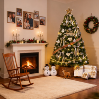 Sapin de Noël en PVC de haute qualité avec lumières LED et ornements, idéal pour l'atmosphère de Noël magique dans la maison, le centre commercial, les scénarios de chambre à coucher