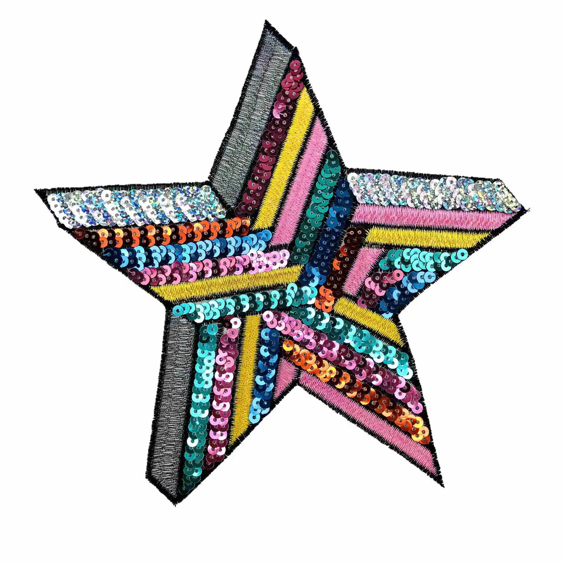 도매 사용자 정의 저렴한 별 모양의 맞춤형 로고 스타 스팽글 자수 패치