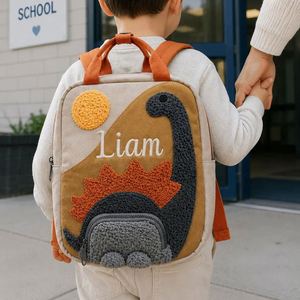 Mochila de Lona con Diseño de Dinosaurio y Nombre Bordado, Bolsa Resistente para Niños, Regalo de Aventura con Dinosaurios para Niños - Product Image 2