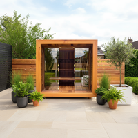 Sauna infrarouge électrique extérieur de haute qualité pour 4 personnes avec design en bois massif, éclairage LED, idéal pour la détente en jardin, la salle de sport ou la villa