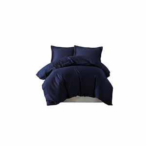 Juego de Funda Nórdica Doble de Satén Azul Marino Elegante Cotton Box, 4 Piezas, para Cama King/Twin, Edredón Tejido Sólido Cálido para el Hogar/Boda - Product Image 2