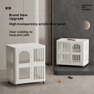 Nhựa Nhà Vật Nuôi 4-Bánh Xe Di Chuyển Mèo & Con Chó Lồng Cho Tất Cả Các Mùa Dễ Dàng Để Làm Sạch Đồ Nội Thất Vật Nuôi Cao-Minh Bạch Acrylic Cửa - Product Image 1