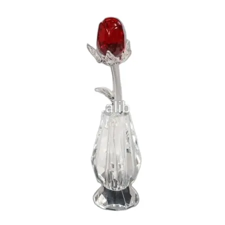 Crystal gift Clear red Crystal flower red crystal roses For Garden Decorative Item