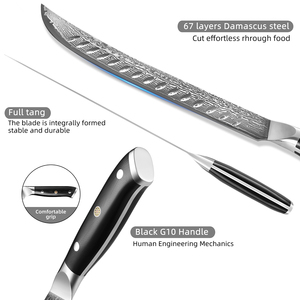 Cuchillo de Cocina de 10 Pulgadas de Acero de Damasco, Ultra Afilado, Forjado, para Cortar Carne, Cuchillo de Carnicero, Mango de Espiga Completa - Product Image 3