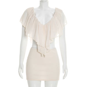 Viviblook Y26ST072 Traje de Mujer para Verano, Nuevo Conjunto Sexy de Dos Piezas con Top Corto de Encaje con Escote en V y Espalda Descubierta, Minifalda Informal para Vacaciones - Product Image 3