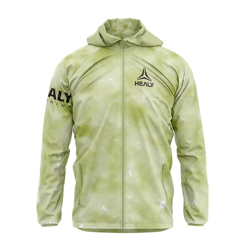 Healy brand polyester light weight windbreaker jacket men tie dye hoodie camping windbreaker outfit wholesale