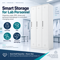 Casier de personnel de laboratoire sur mesure en acier thermolaqué, armoire vestiaire avec portes ventilées et serrures à clé individuelles
