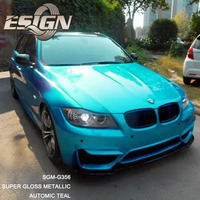 Vinilo para Envolver Autos Azul Oscuro Mate, Metálico Súper Brillante, Color Verde Atómico, Económico