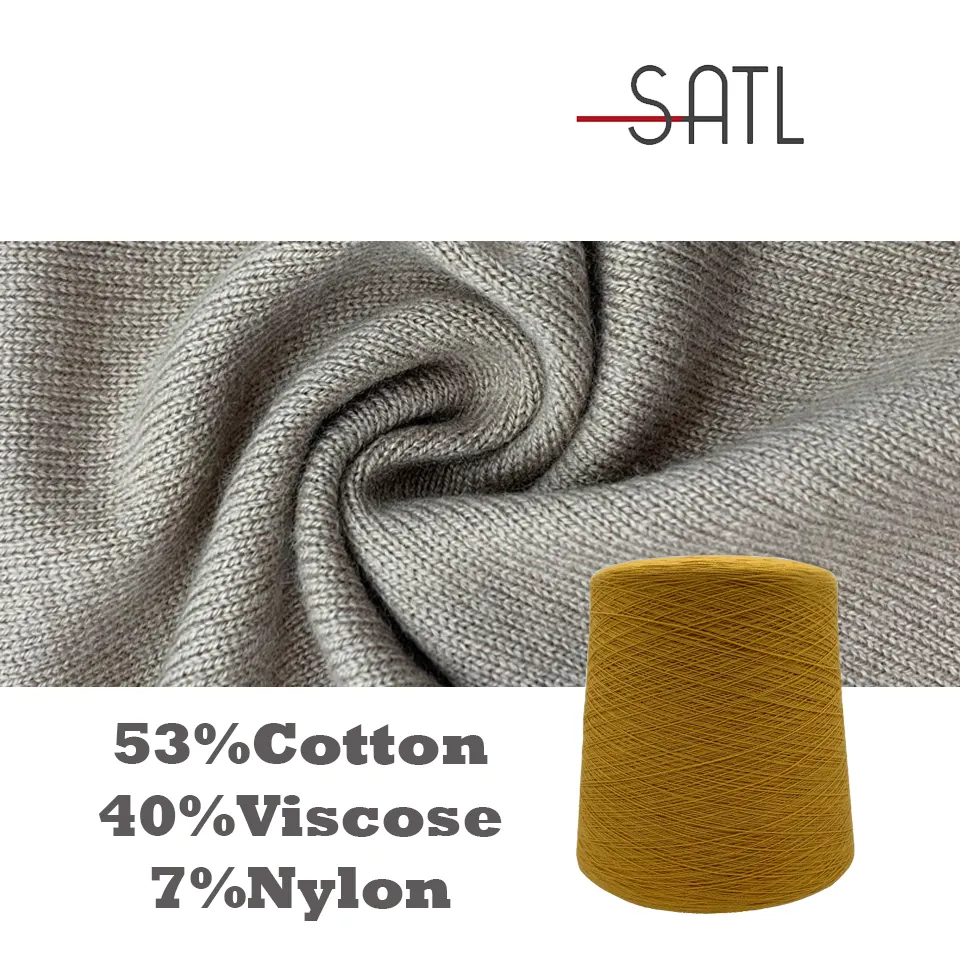 Fornecedor direto de fábrica 2/28nm 53% algodão 40% viscose 7% fio de melange de nylon para tricô
