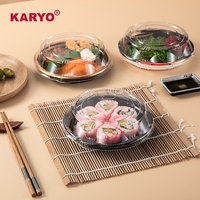KARYO Assiettes jetables rondes KY-161 de 16cm emballage à emporter boîte à sushi en plastique avec couvercle transparent