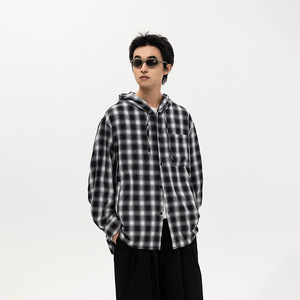Camicia <span class=keywords><strong>a</strong></span> quadri personalizzata firmata camicia <span class=keywords><strong>a</strong></span> quadri con cappuccio di flanella camicie da uomo Casual <span class=keywords><strong>a</strong></span> maniche lunghe in cotone <span class=keywords><strong>a</strong></span> quadri - Product Image 1