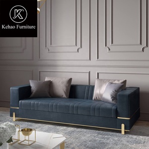 Sofá seccional elegante de tela con patas de Metal negro para sala de estar - Product Image 1