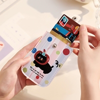 Porte-cartes mignon en PU, motif dessin animé, durable, créatif, tendance, portable, multi-emplacements, compact, avec système de tirage, pour usage quotidien