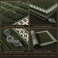 Tapis de prière autoportant grande capacité, facile à nettoyer, imperméable, gonflable, séchage rapide, enroulable et à déploiement rapide pour l'extérieur