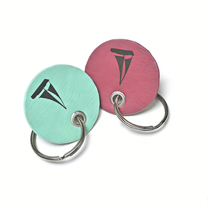 Custom High Quality Laserable Leatherette Pet Name Tag Cute Key Ring with Logo