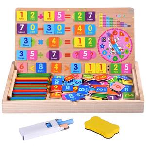 Boîte d'apprentissage multifonctionnelle en bois avec horloge, jeu cognitif, <span class=keywords><strong>calcul</strong></span> mathématique, jouets éducatifs <span class=keywords><strong>Montessori</strong></span> pour enfants - Product Image 2