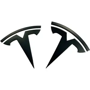 Tesla Model Y에 대한 도매 자동차 스티커 장식 액세서리 전면 및 후면 및 스티어링 휠 자동차 3D 금속 로고 스티커