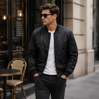 Veste bomber pour homme avec logo personnalisé, vente en gros, légère, fermeture éclair, streetwear, veste d'automne, OEM